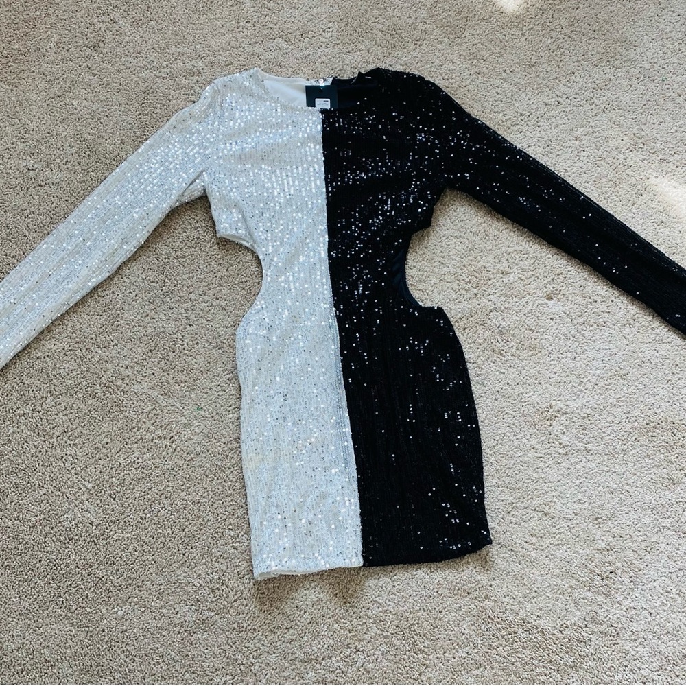NWT FASHIONOVA COLOR BLOCK SEQUIN DRESS